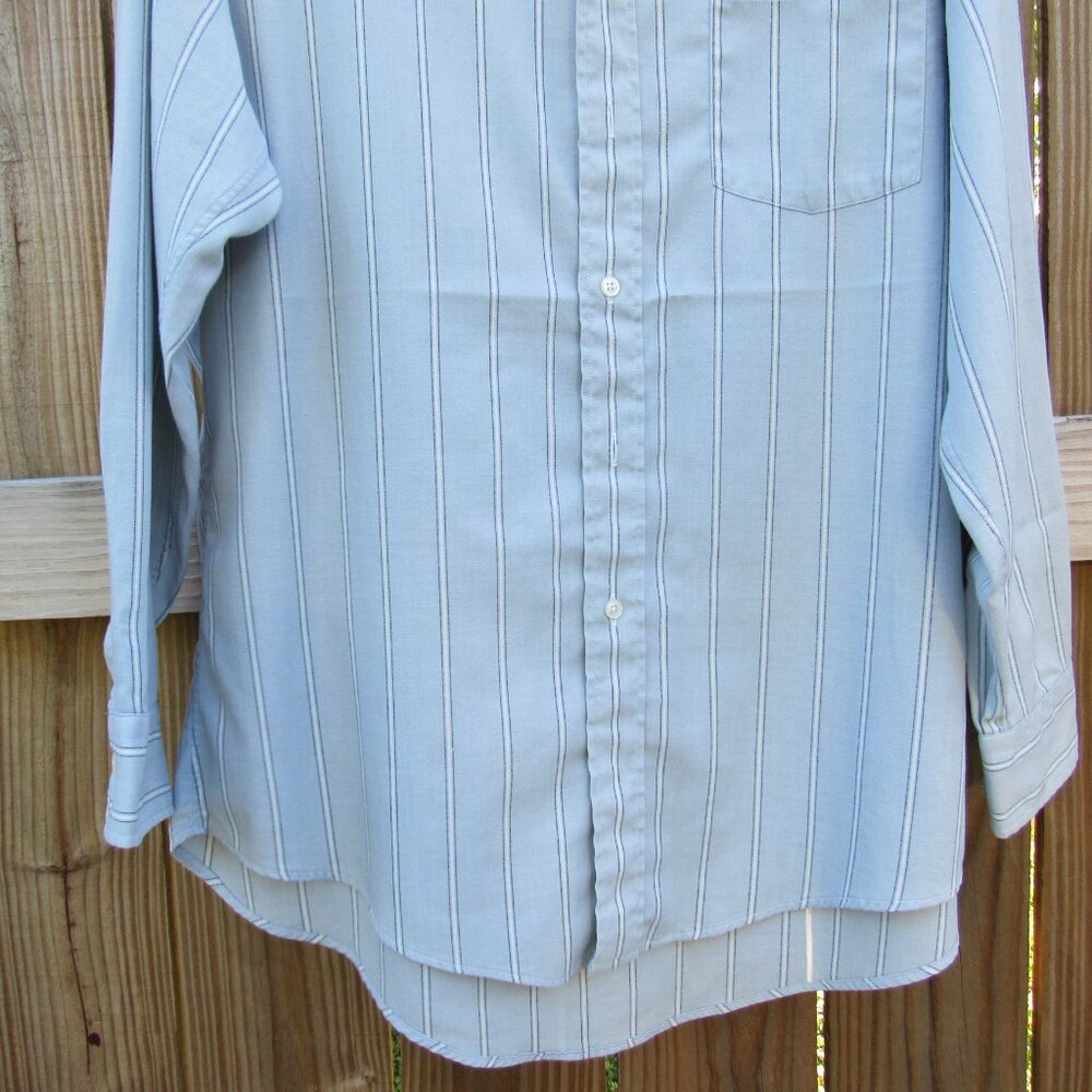 Christian Dior Men Button-up Dress shirt 16/32-33 Bluish Gray w/ White stripes - Picture 5 of 16